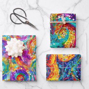 Feuille De Papier Cadeau Motif de verre mosaïque ton joyau arc-en-ciel pour