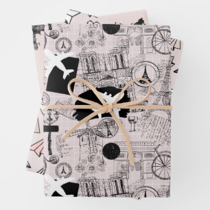 Feuille De Papier Cadeau Motif de voyage Wanderlust