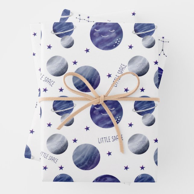 Feuille De Papier Cadeau Motif de zodiaque spatial à l'aquarelle  (En situation)