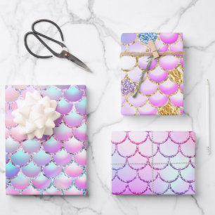 Feuille De Papier Cadeau Motif d'échelle de sirène