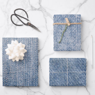 Feuille De Papier Cadeau Motif Denim