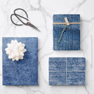 Feuille De Papier Cadeau Motif Denim
