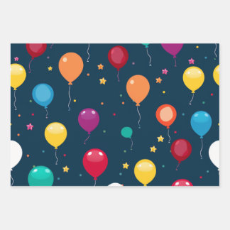 Feuille De Papier Cadeau Motif des ballons d'anniversaire très heureux