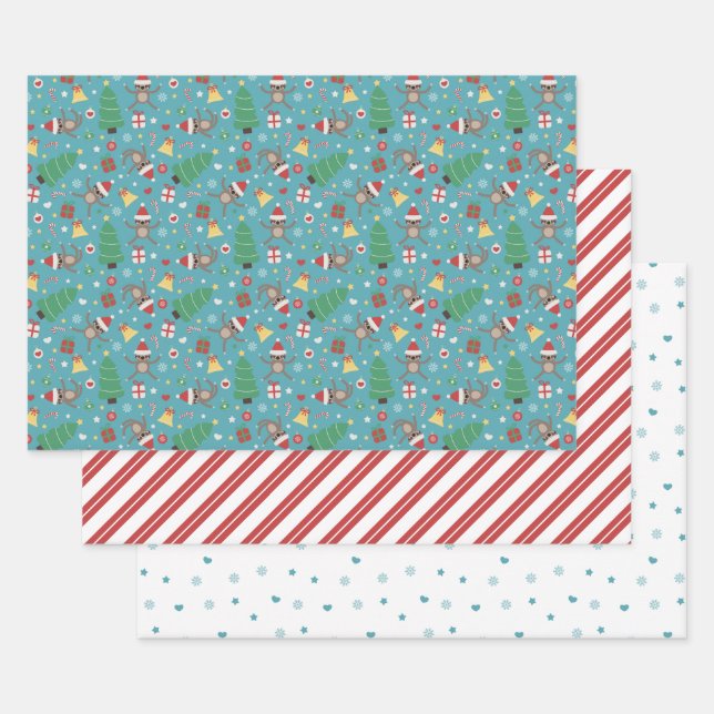 Feuille De Papier Cadeau Motif des fêtes de Noël (Lot)