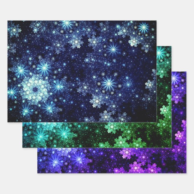 Feuille De Papier Cadeau Motif des flocons de neige hivernaux (Lot)