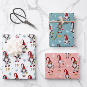 Feuille De Papier Cadeau Motif des Gnomes nordiques de Noël