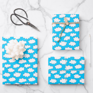 Feuille De Papier Cadeau Motif des nuages fluffés