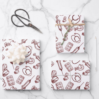 Feuille De Papier Cadeau Motif des professions médicales