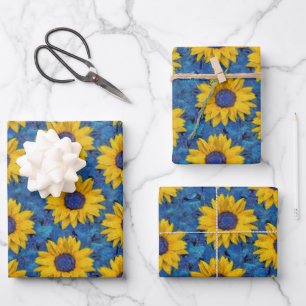 Feuille De Papier Cadeau Motif des tournesols