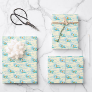 Feuille De Papier Cadeau Motif des vagues douces