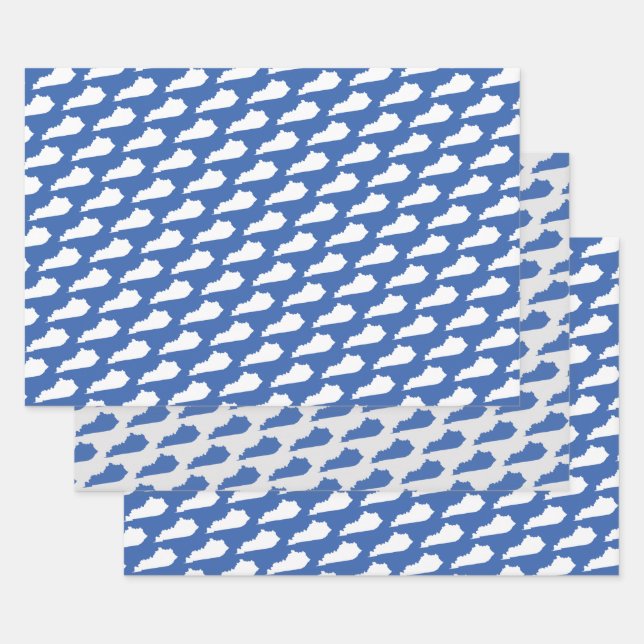 Feuille De Papier Cadeau Motif d'État du Kentucky sur le bleu (Lot)