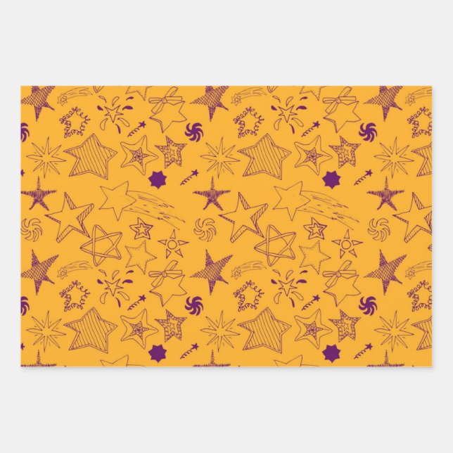 Feuille De Papier Cadeau Motif d'étoiles (Devant)