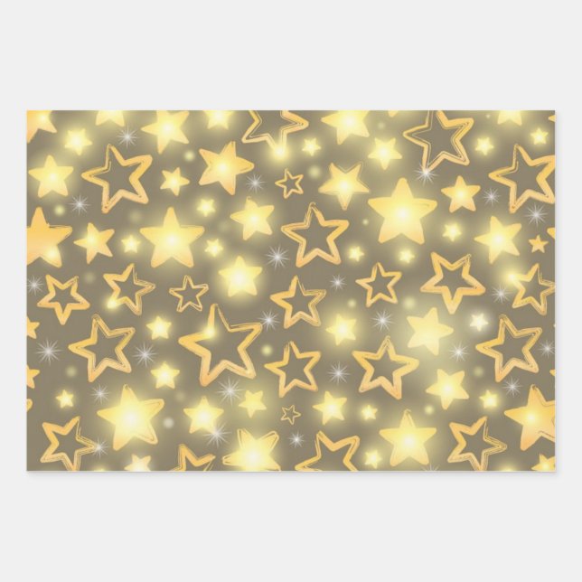 Feuille De Papier Cadeau Motif d'étoiles (Devant)