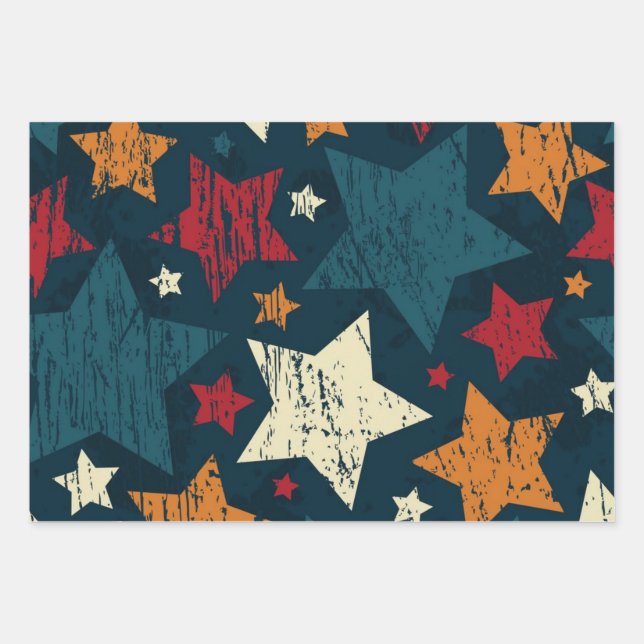 Feuille De Papier Cadeau Motif d'étoiles (Devant)