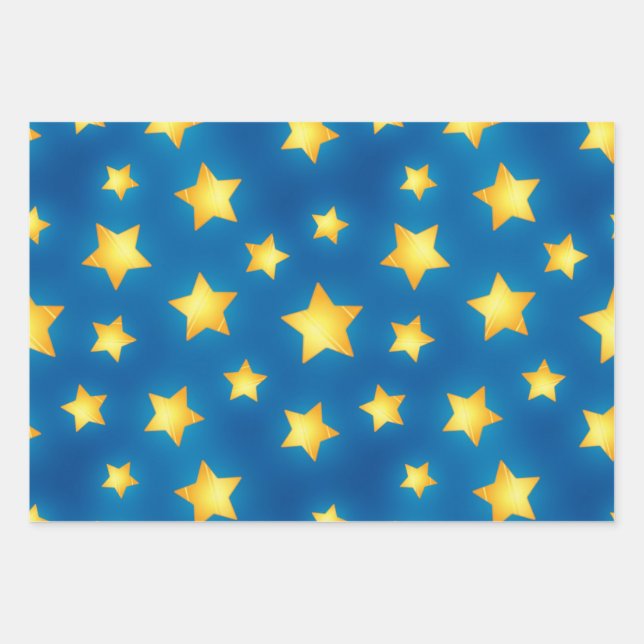 Feuille De Papier Cadeau Motif d'étoiles (Devant)