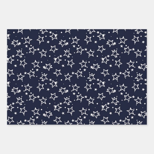 Feuille De Papier Cadeau Motif d'étoiles (Devant)