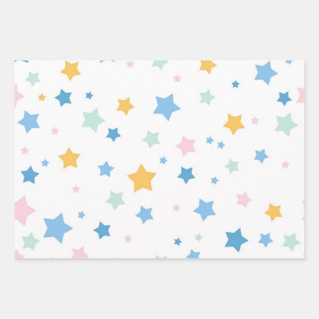 Feuille De Papier Cadeau Motif d'étoiles (Devant)