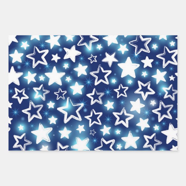 Feuille De Papier Cadeau Motif d'étoiles (Devant)