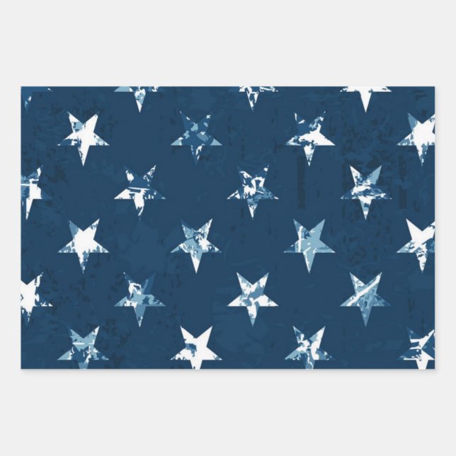 Feuille De Papier Cadeau Motif d'étoiles (Devant)