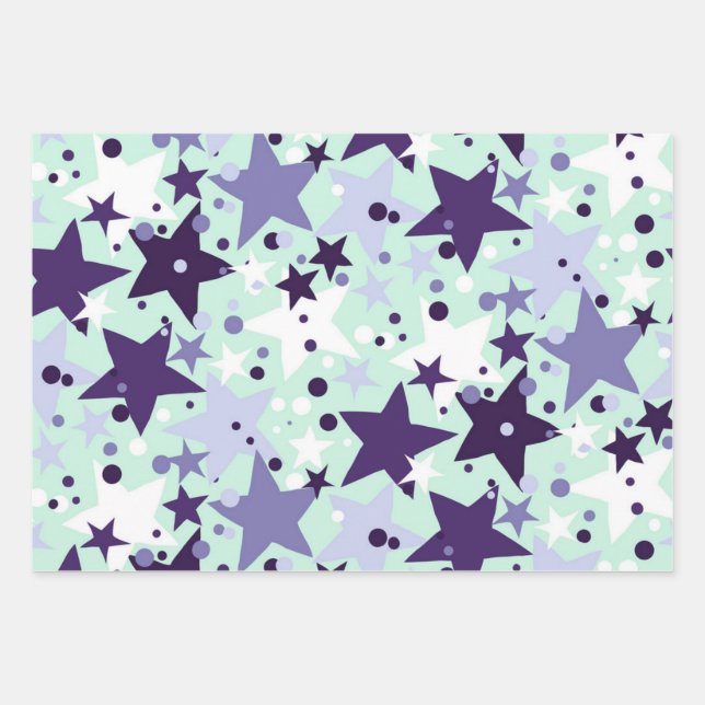 Feuille De Papier Cadeau Motif d'étoiles (Devant)