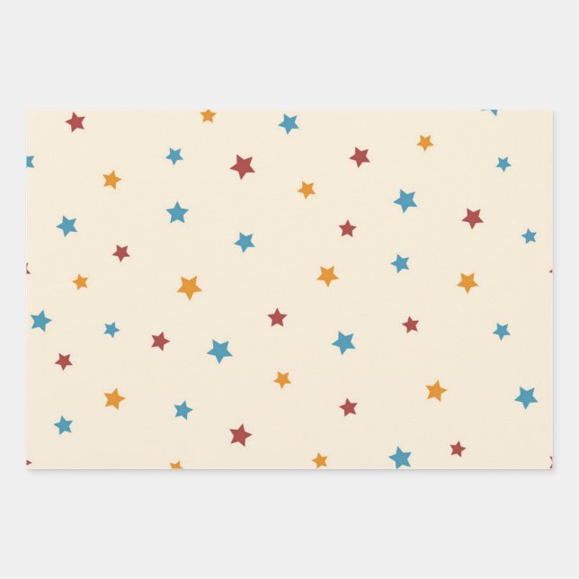 Feuille De Papier Cadeau Motif d'étoiles (Devant)