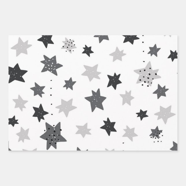 Feuille De Papier Cadeau Motif d'étoiles (Devant)