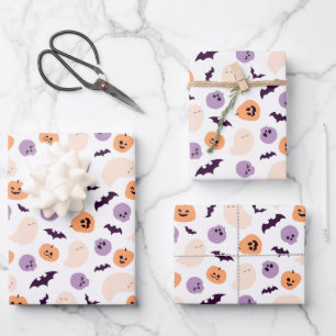Feuille De Papier Cadeau Motif d'Halloween pour enfants amusants