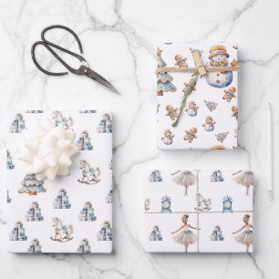 Feuille De Papier Cadeau Motif d'hiver de Noël doux