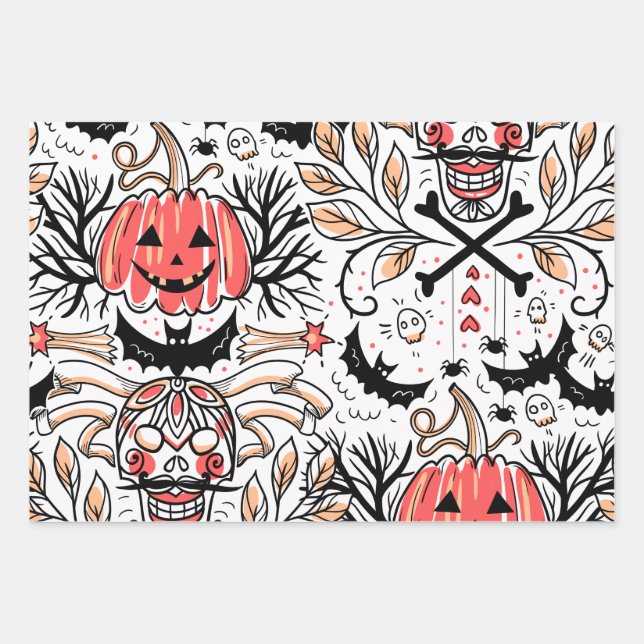 Feuille De Papier Cadeau Motif d'horreur d'Halloween (Devant)