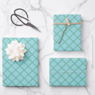 Feuille De Papier Cadeau Motif diagonal Pastel Aqua bleu et vert