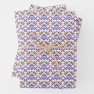 Feuille De Papier Cadeau Motif diamant géométrique ethnique pastel moderne