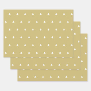 Feuille De Papier Cadeau Motif d'icône simple Gold/White Christmas Tree