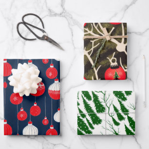 Feuille De Papier Cadeau Motif d'illustration de Noël Retro Vintage