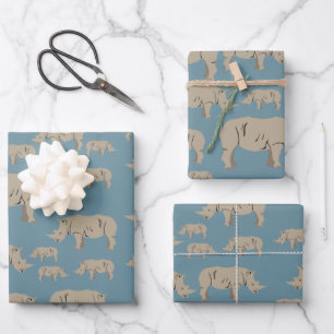 Feuille De Papier Cadeau Motif d'illustration Rhinoceros Rhino