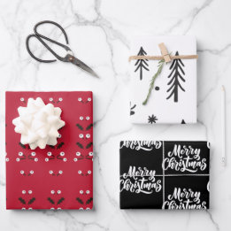 Feuille De Papier Cadeau Motif d'illustrations en noir rouge