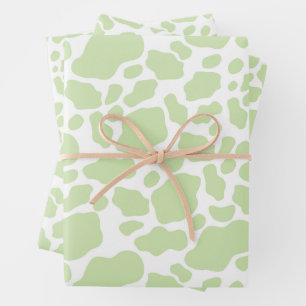 Feuille De Papier Cadeau Motif d'impression esthétique Pastel Green Cow