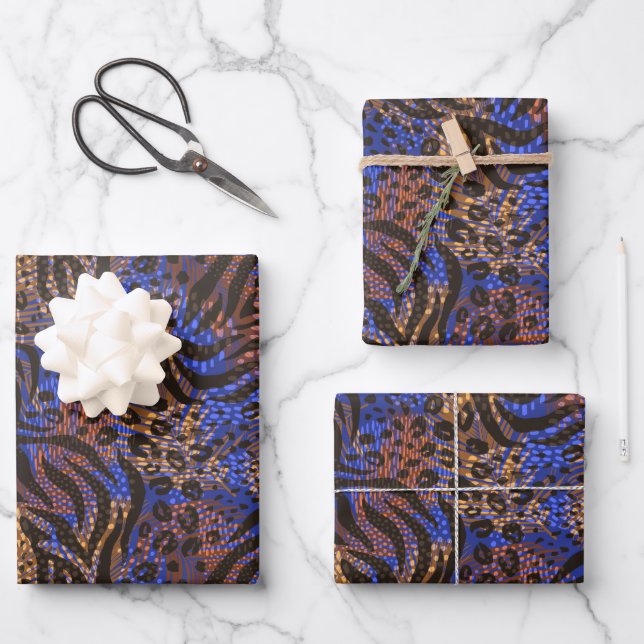 Feuille De Papier Cadeau Motif d'impression Leopard et Zebra (Recto)