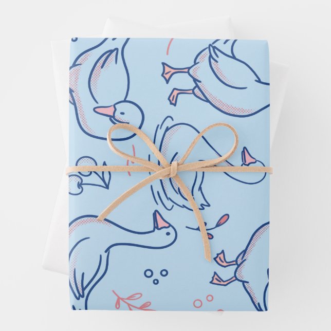 Feuille De Papier Cadeau Motif d'oie drôle (En situation)