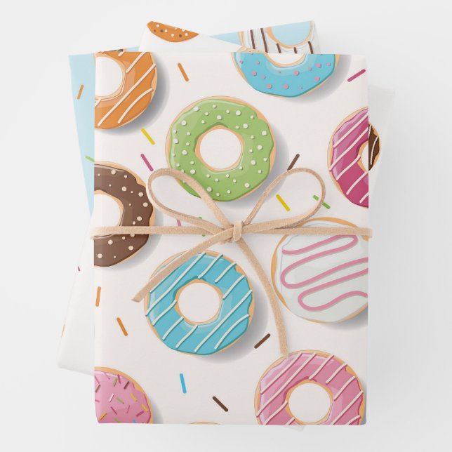 Feuille De Papier Cadeau Motif Donuts (En situation)