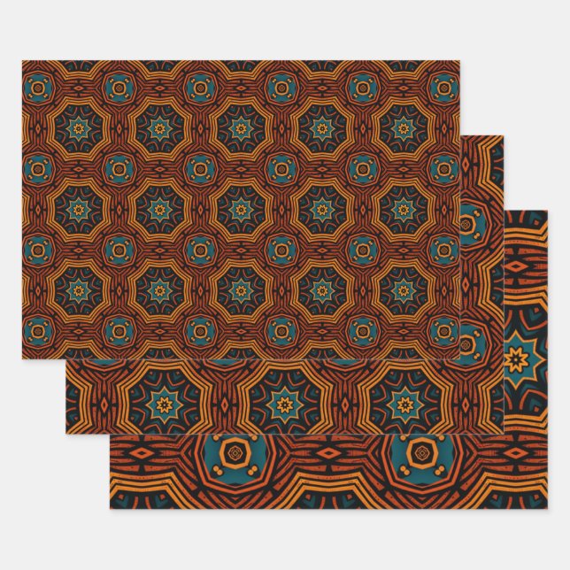 Feuille De Papier Cadeau Motif d'origine africaine no3 (Lot)