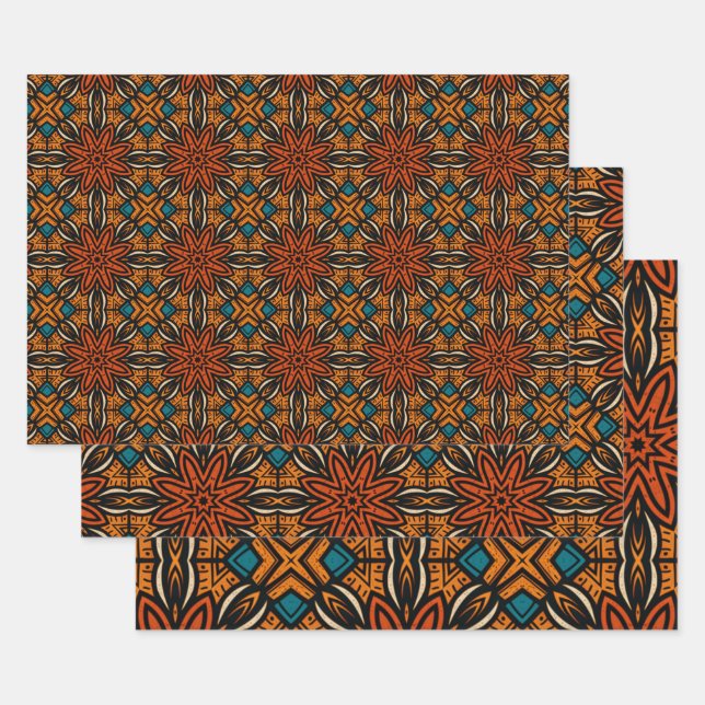 Feuille De Papier Cadeau Motif d'origine africaine no7 (Lot)