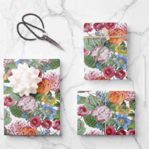 Feuille De Papier Cadeau Motif du jardin des fleurs printanières
