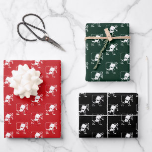 Feuille De Papier Cadeau Motif du Père Noël rouge foncé