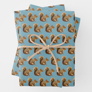 Feuille De Papier Cadeau Motif Écureuil Capricieux Premium