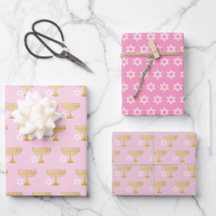 Feuille De Papier Cadeau Motif élégant de vacances de Hanukkah or