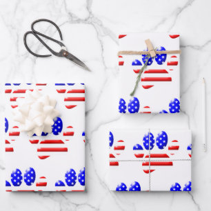 Feuille De Papier Cadeau Motif empreinte de patte de chien drapeau américai