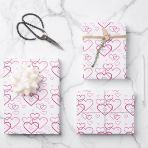 Feuille De Papier Cadeau Motif en forme de coeur rose - Saint-Valentin