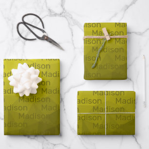 Feuille De Papier Cadeau Motif en maille géométrique gris foncé jaune