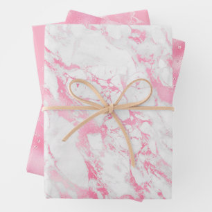 Feuille De Papier Cadeau Motif en marbre rose