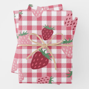Feuille De Papier Cadeau Motif En vichy fraise